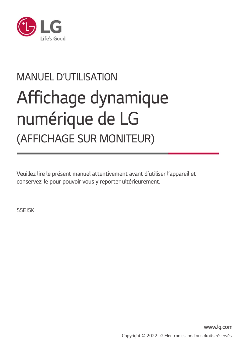 Page n°1 - Manuel utilisateur LG 55EJ5K