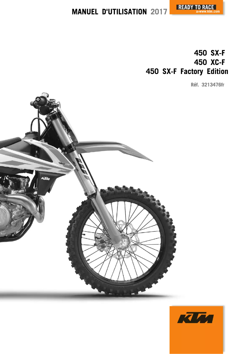 Page 1 de la notice Manuel utilisateur KTM 450 SX-F Factory Edition (2017)