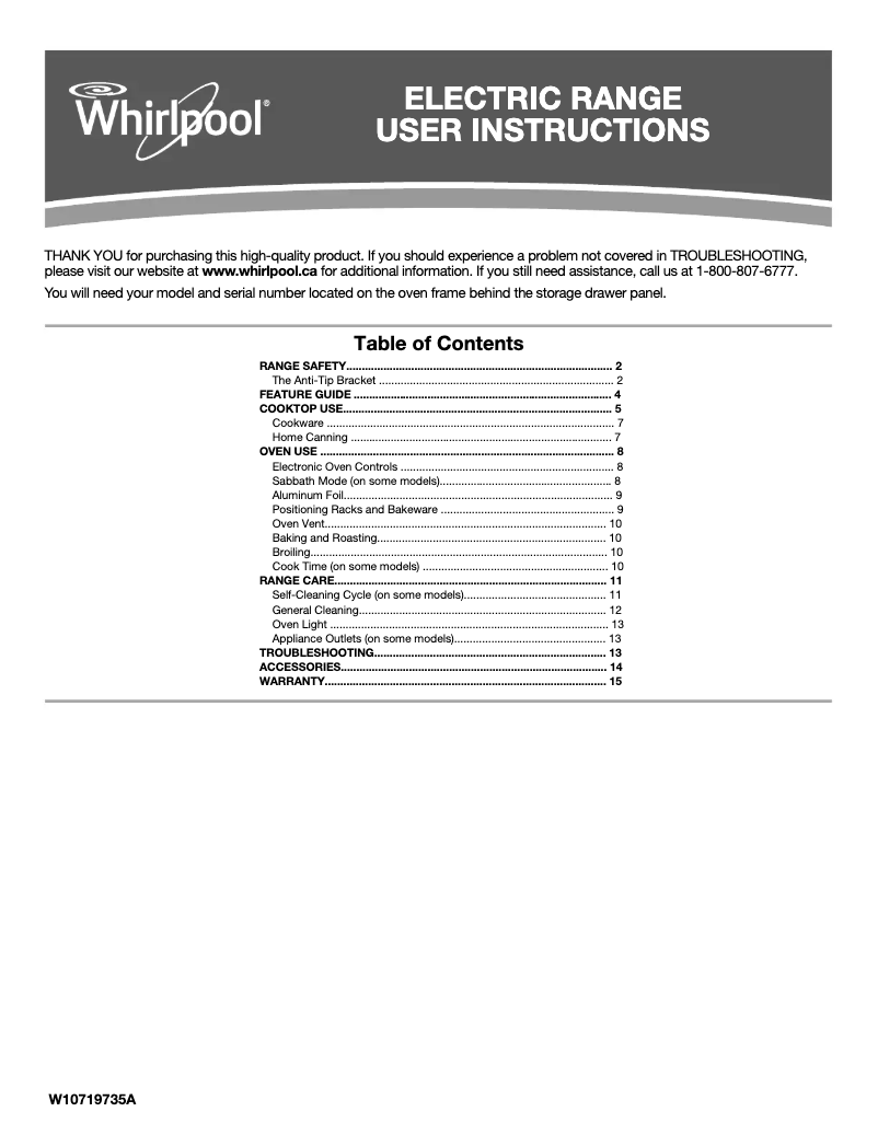 Image de la première page du manuel de l'appareil YWFC310S0EW