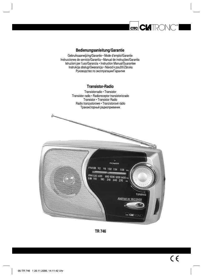 Page 1 de la notice Manuel utilisateur Clatronic TR 746