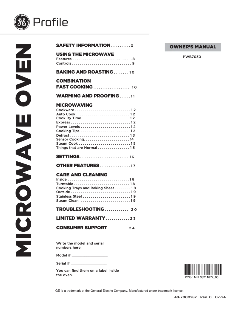 Page 1 de la notice Manuel d'utilisation et d'entretien GE Profile PWB7030SVSS