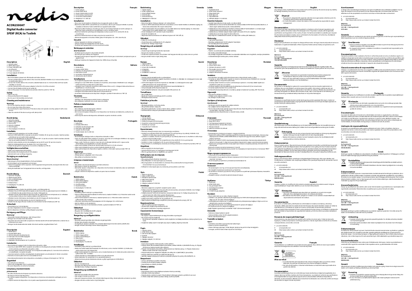 Page n°1 - Manuel utilisateur Nedis ACON2500AT