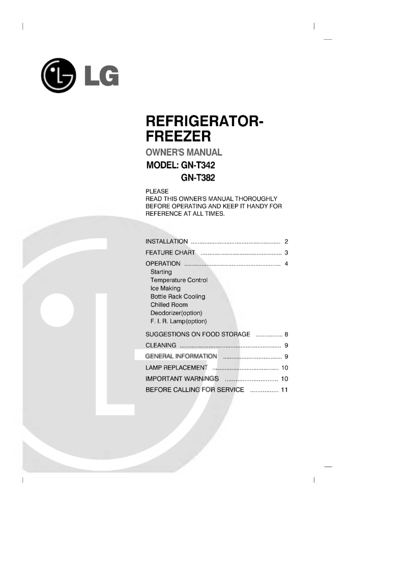 Page 1 de la notice Manuel utilisateur LG GN-T342QV
