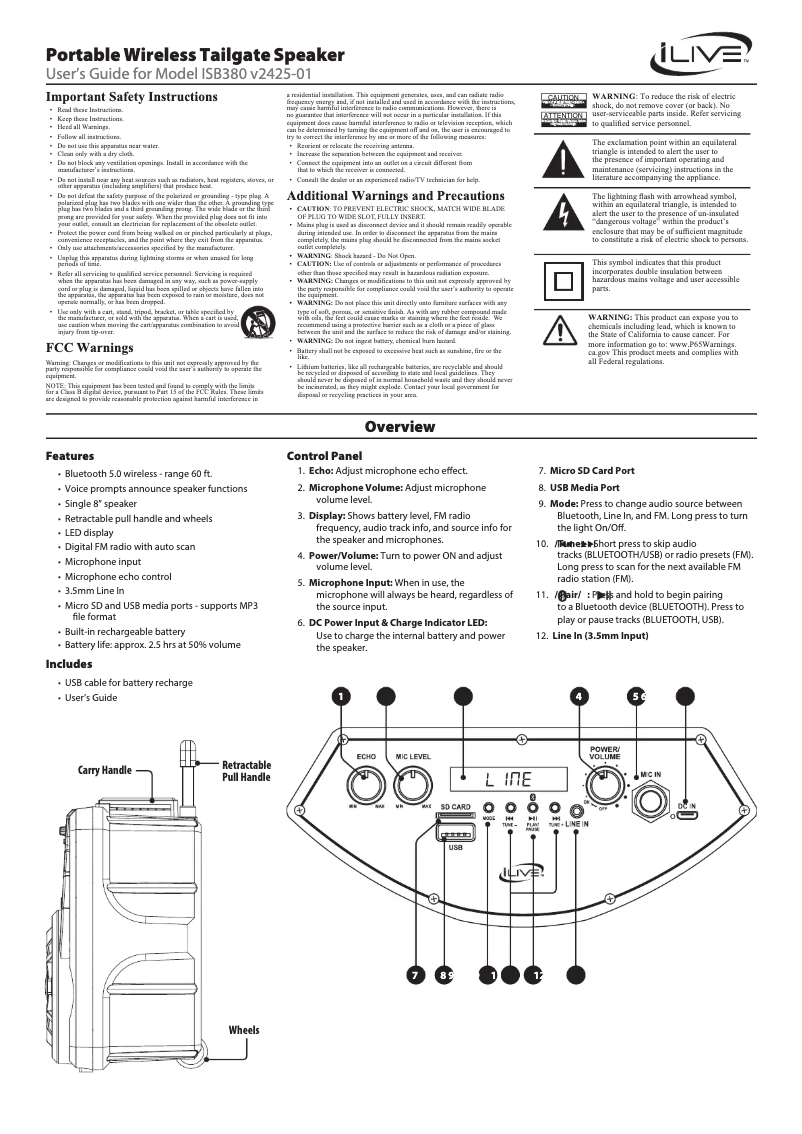 Página 1 del manual Manual de usuario iLive ISB380