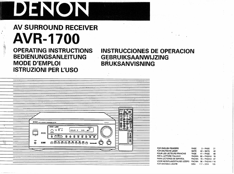 Page n°1 - Mode d'emploi Denon AVR-1700