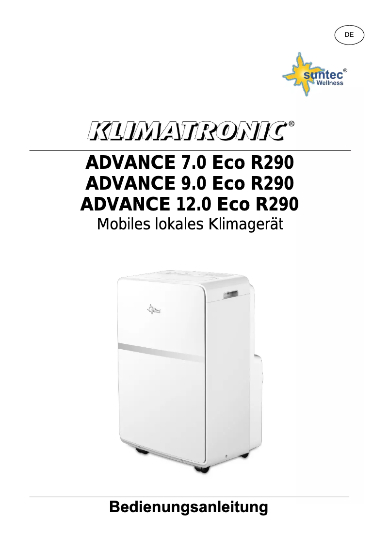 Page 1 de la notice Manuel utilisateur Suntec Klimatronic Advance 7.0 Eco R290