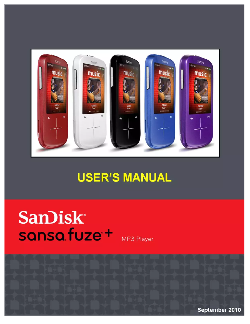 Page 1 de la notice Manuel utilisateur Sandisk Sansa Fuze+
