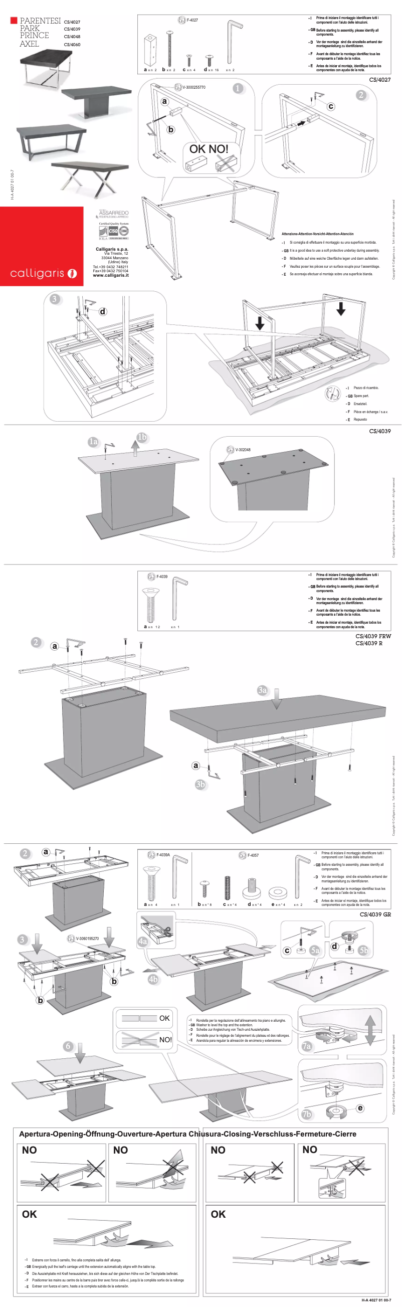 Página 1 del manual Manual de usuario Calligaris .com Prince CS/4048-FRW