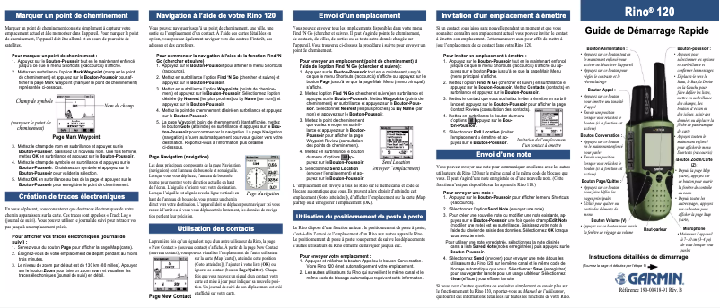 Page 1 de la notice Manuel utilisateur Garmin Rino 120