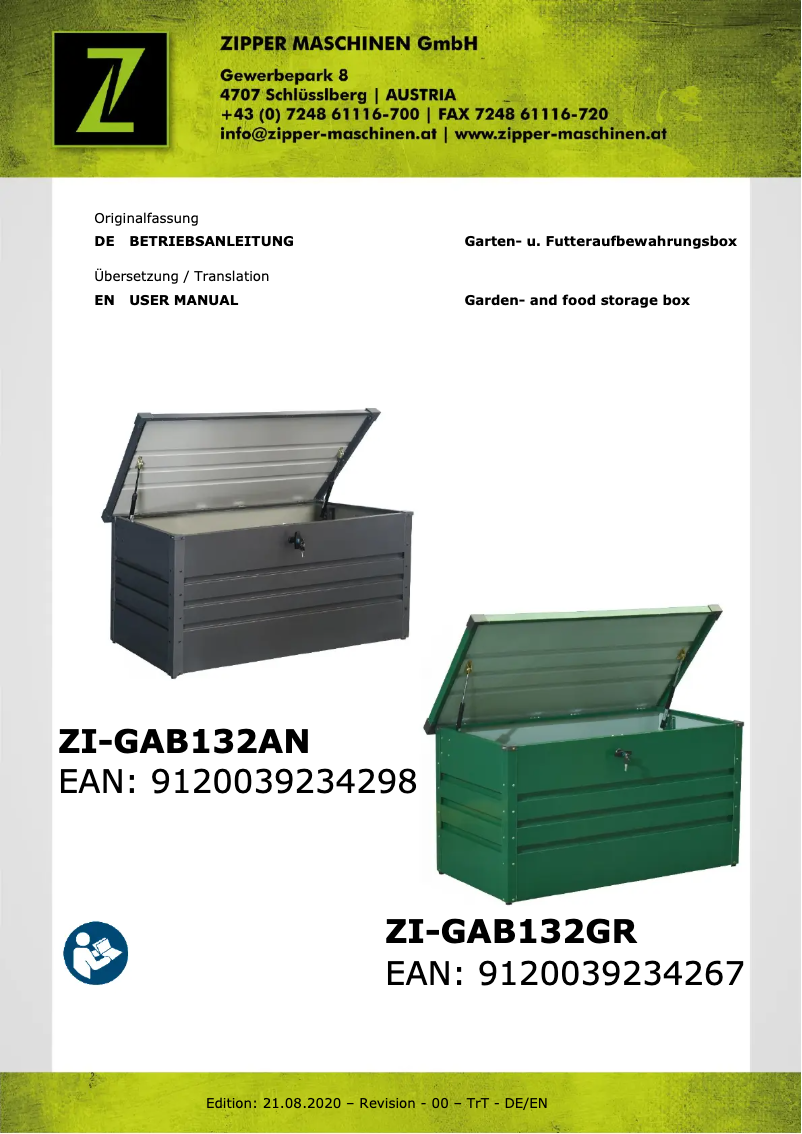 Page n°1 - Manuel utilisateur Zipper ZI-GAB132AN