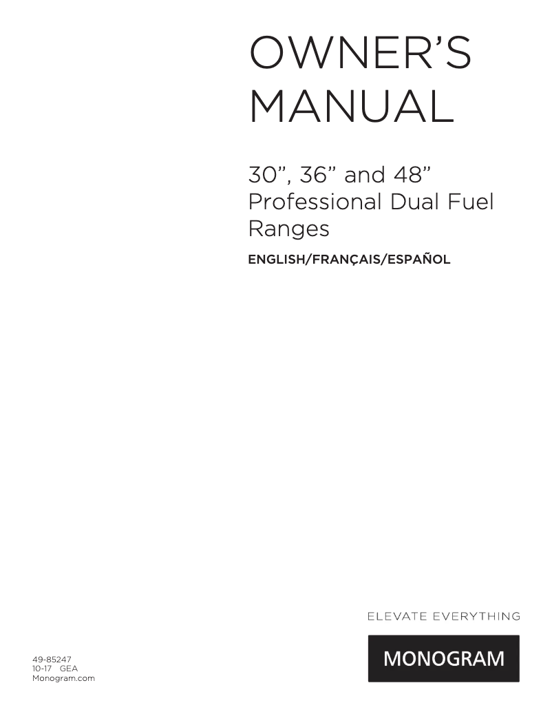 Page n°1 - Manuel utilisateur Monogram ZDP366NN