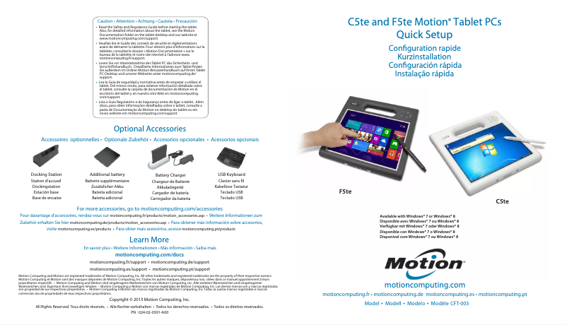 Page n°1 - Manuel utilisateur Motion Computing C5te