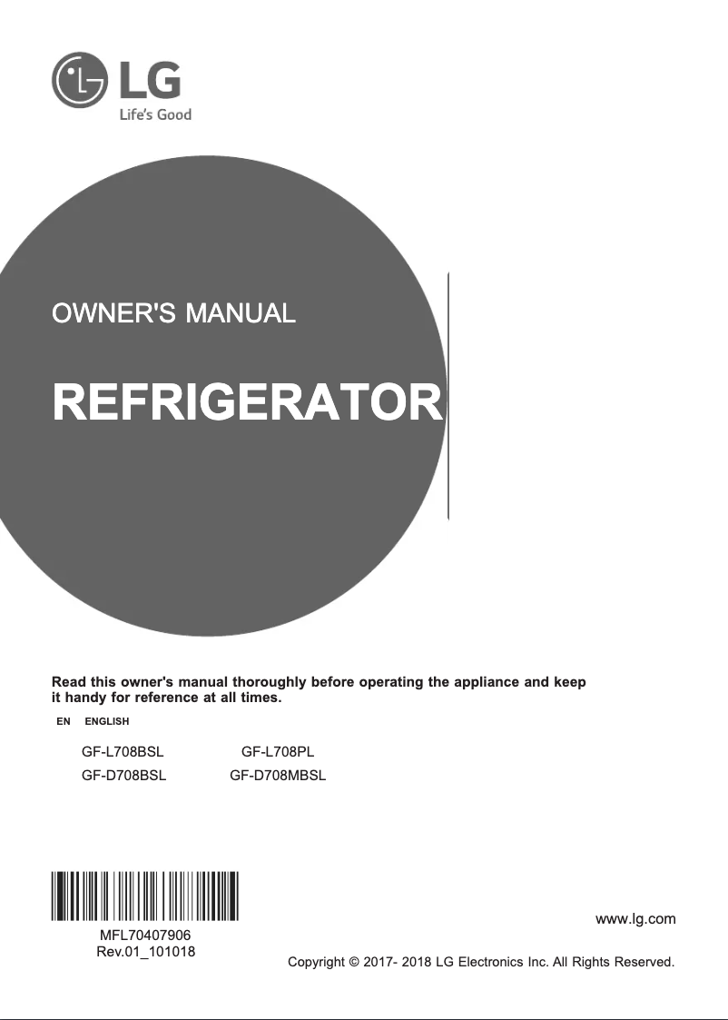Página 1 del manual Manual de usuario LG GF-D708MBSL