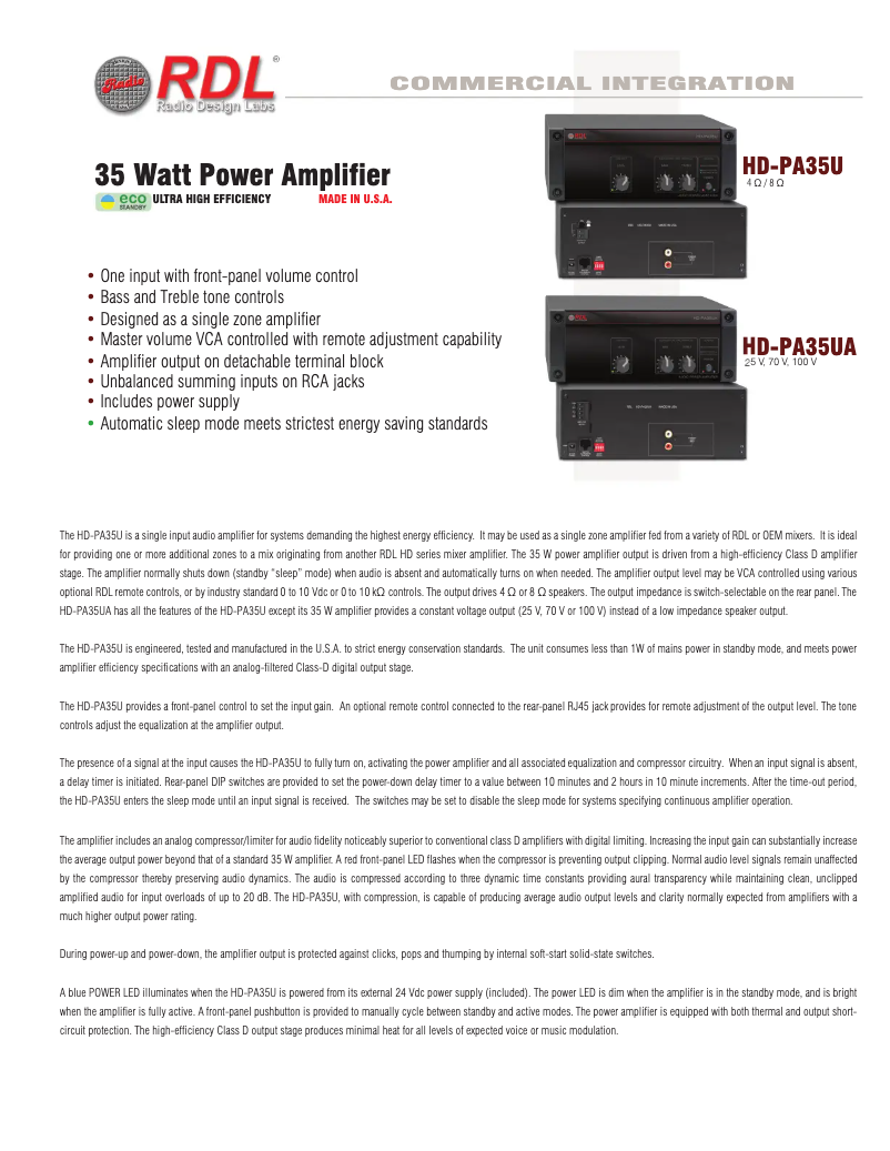 Page n°1 - Manuel utilisateur RDL HD-RA35U