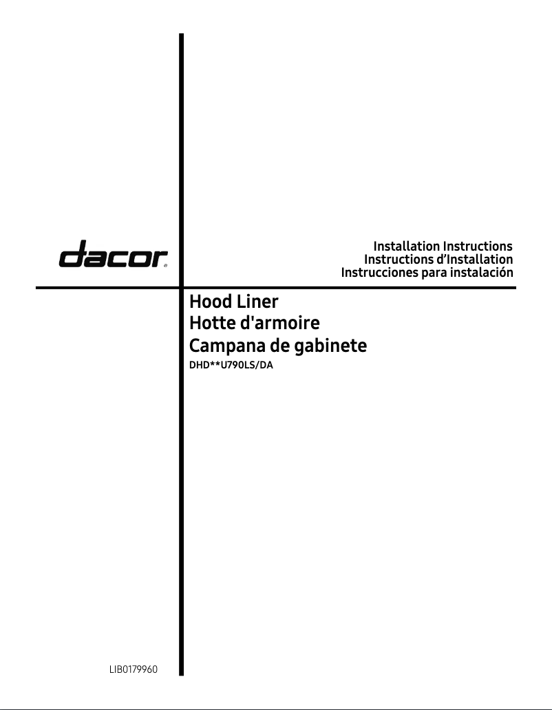Page n°1 - Guide d'installation Dacor DHD48U790LS