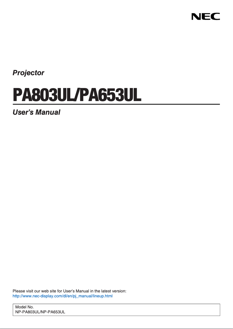 Página 1 del manual Manual de usuario NEC PA653UL