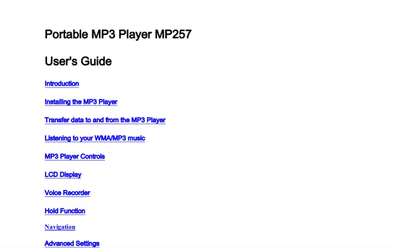 Page 1 de la notice Manuel utilisateur Curtis MP257