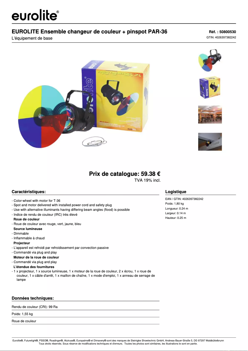 Page n°1 - Fiche technique Eurolite PAR-36