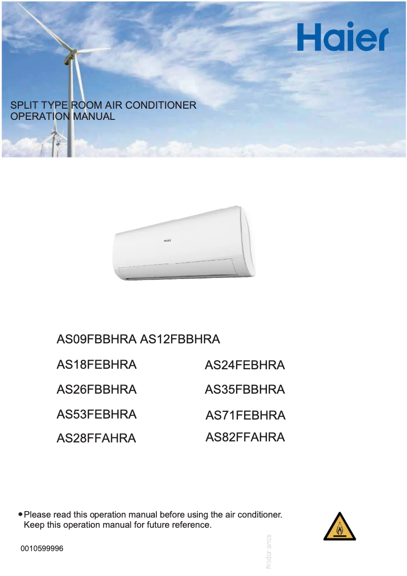 Page 1 de la notice Manuel utilisateur Haier Flexis AS82FFAHRA