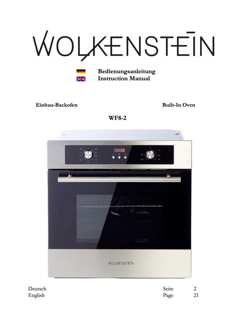 Page 1 de la notice Manuel utilisateur Wolkenstein WF8-2