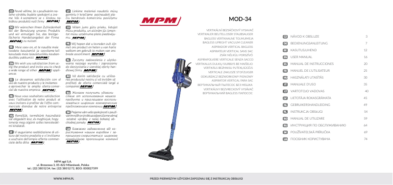 Page 1 de la notice Manuel utilisateur MPM MOD-34