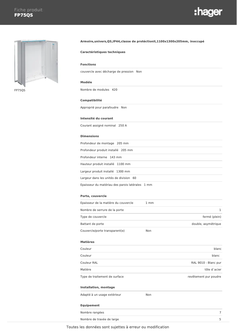 Image de la première page du manuel de l'appareil FP75QS