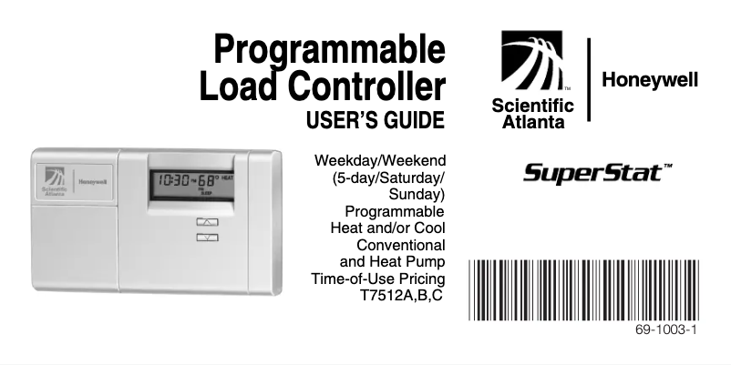 Page n°1 - Manuel utilisateur Honeywell T7512C