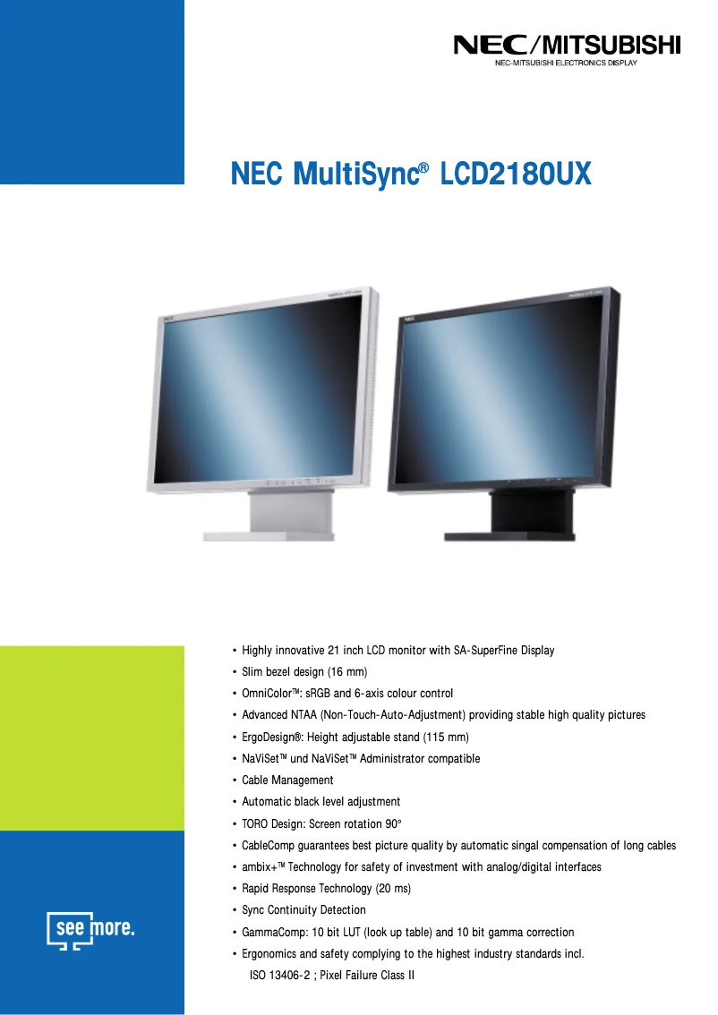 Image de la première page du manuel de l'appareil MutliSync LCD2080UX