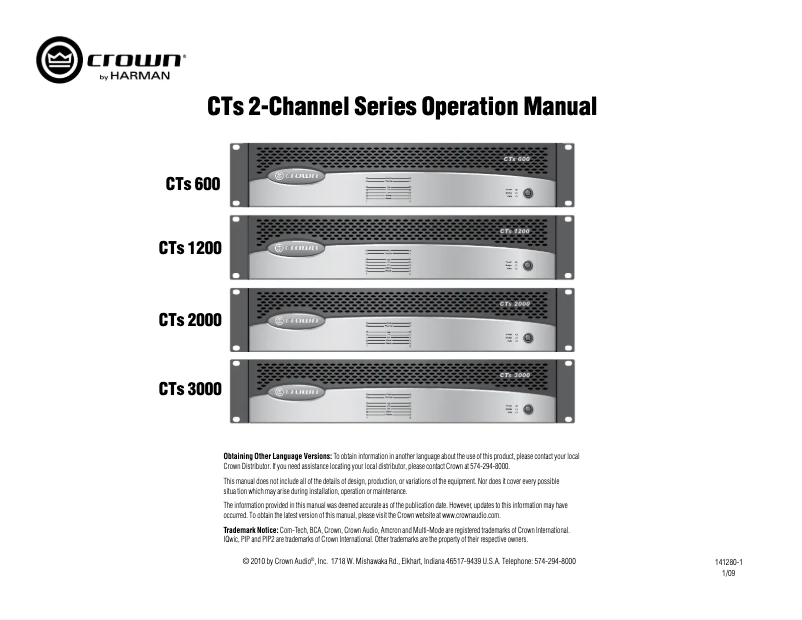 Page n°1 - Manuel utilisateur Crown CTs 3000