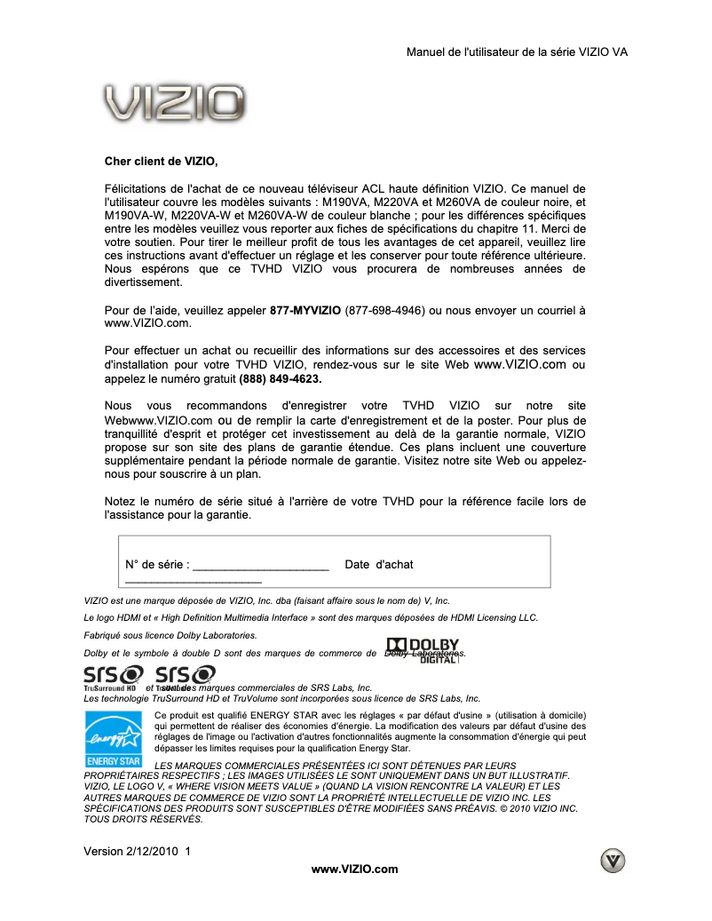 Image de la première page du manuel de l'appareil M220VA-CA