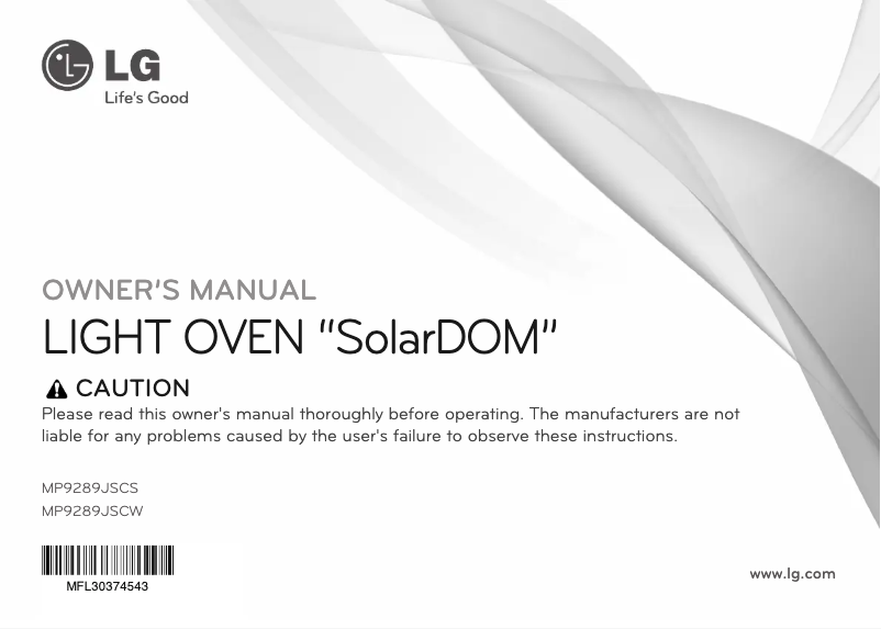 Page 1 de la notice Manuel utilisateur LG SolarDOM MP9289JSCS