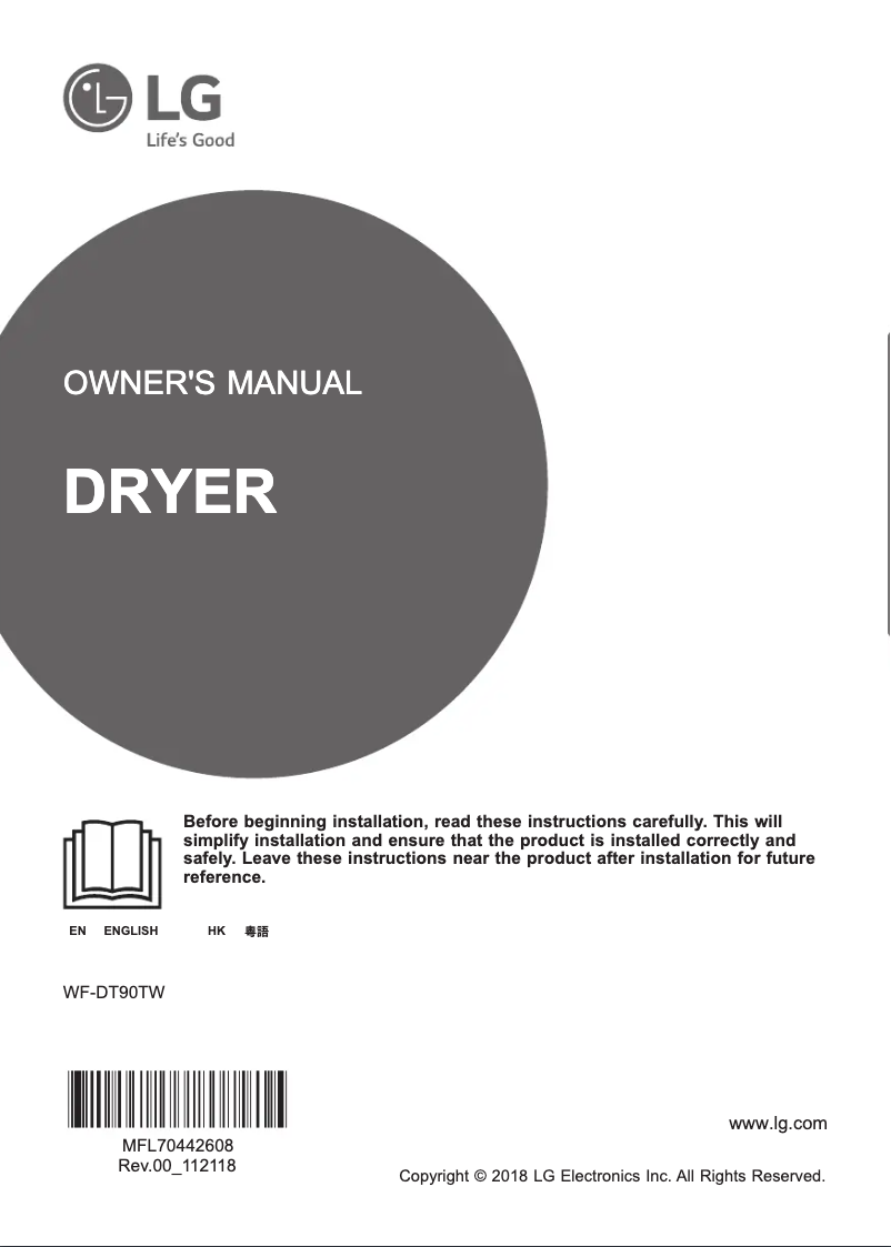 Page n°1 - Manuel utilisateur LG WF-DT90TW