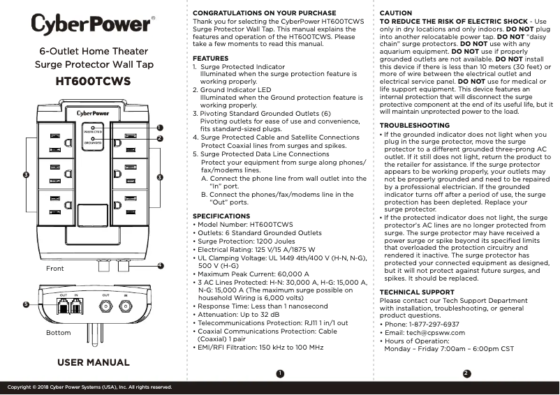 Página 1 del manual Manual de usuario CyberPower HT600TCWS