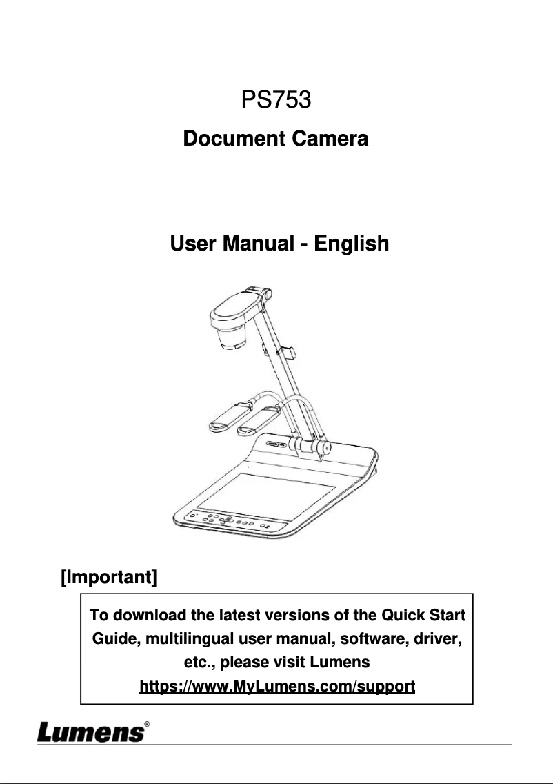 Page n°1 - Manuel utilisateur Lumens PS753