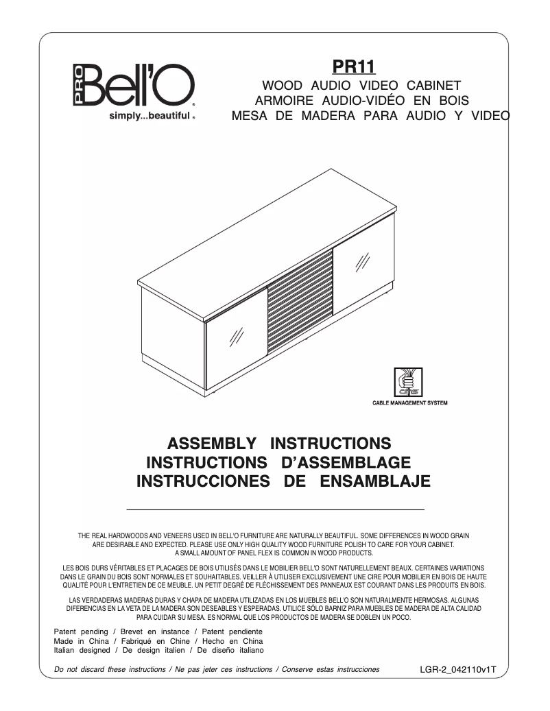 Página 1 del manual Manual de usuario Bell'O PR-11