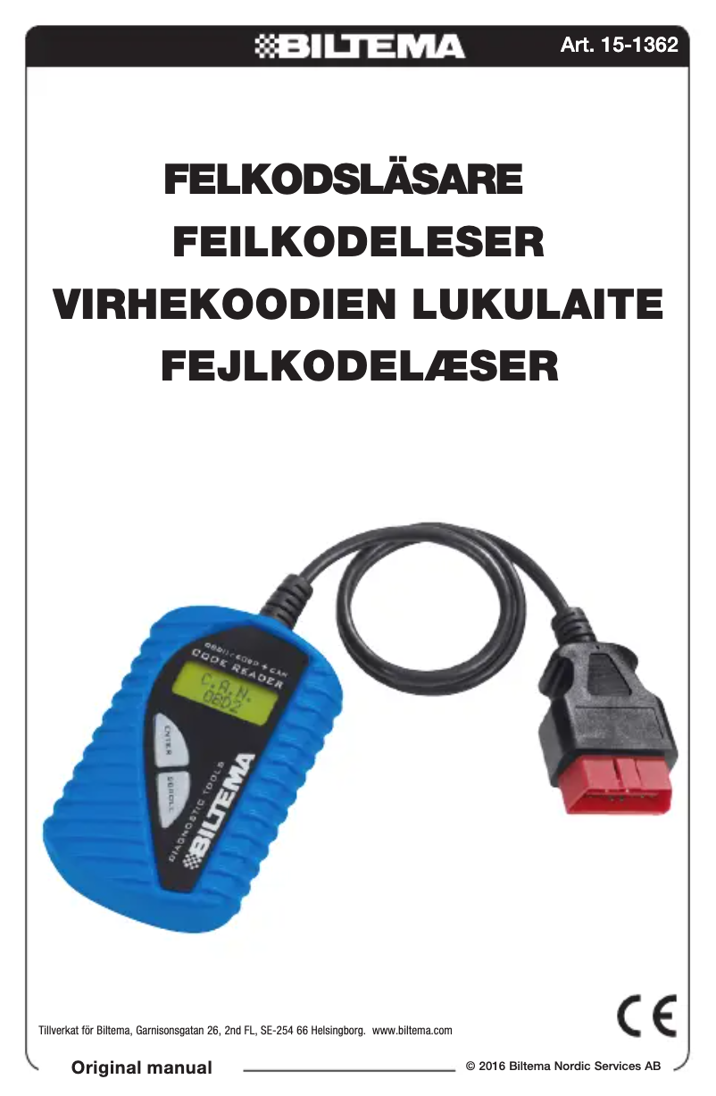 Page 1 de la notice Manuel utilisateur Biltema 15-1362