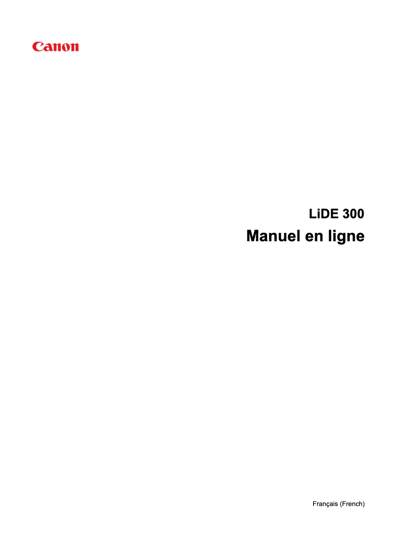Page 1 de la notice Manuel utilisateur Canon LiDE 300