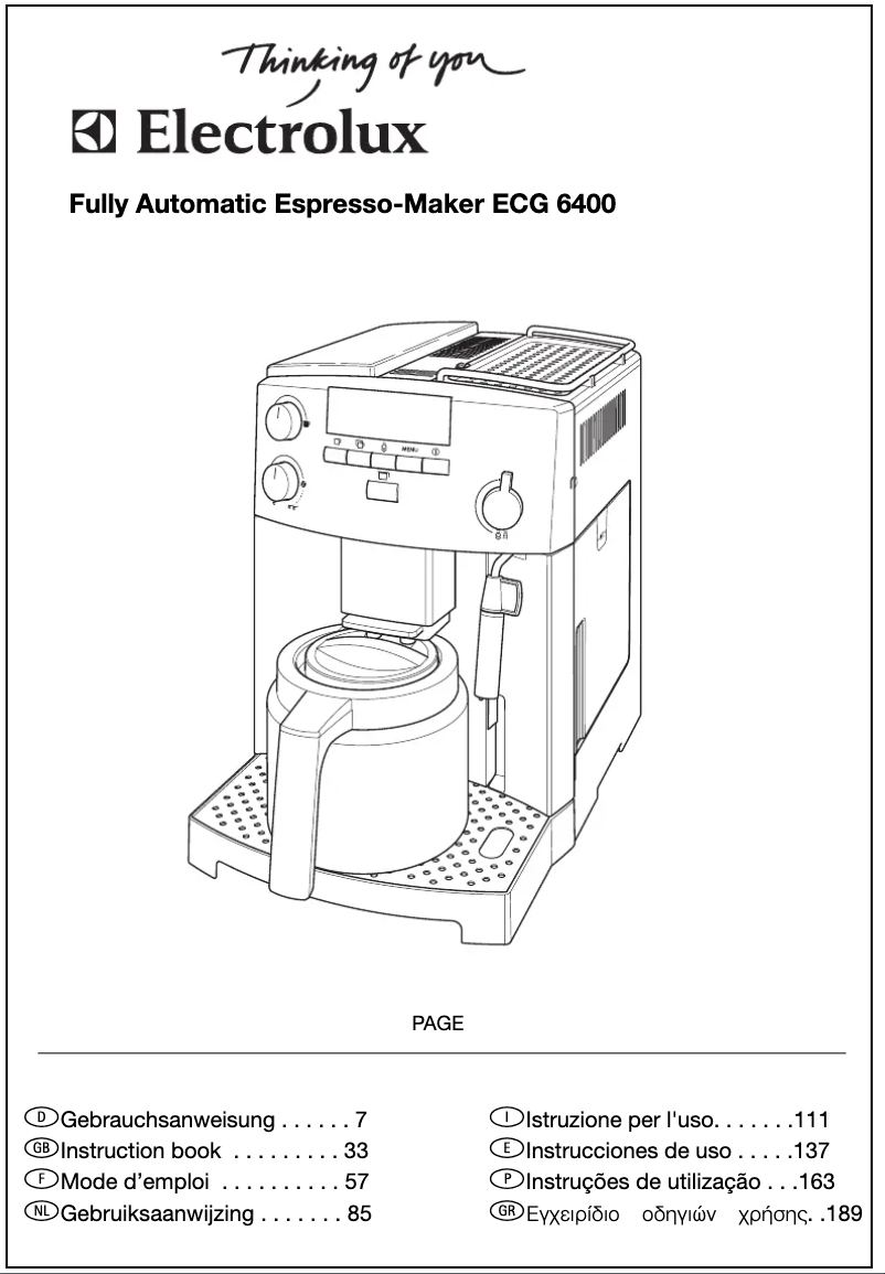 Page 1 of the manual User Manual Electrolux ECG6400