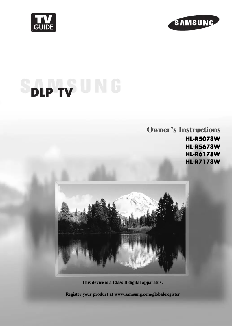 Page n°1 - Manuel utilisateur Samsung HL-R5678W