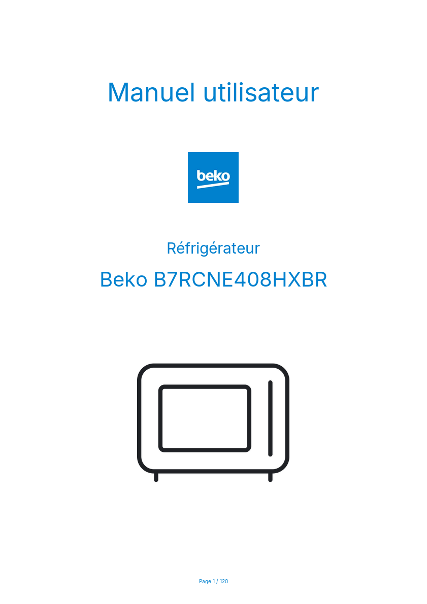Image de la première page du manuel de l'appareil B7RCNE408HXBR