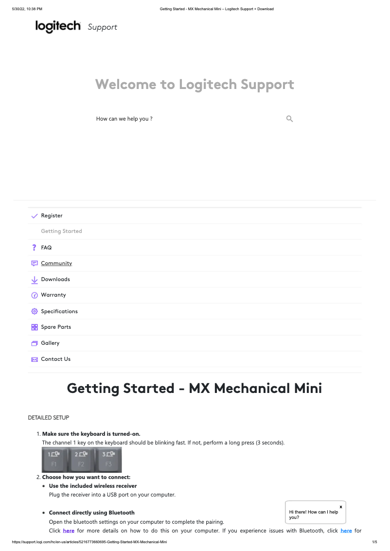 Page 1 de la notice Manuel utilisateur Logitech MX Mechanical