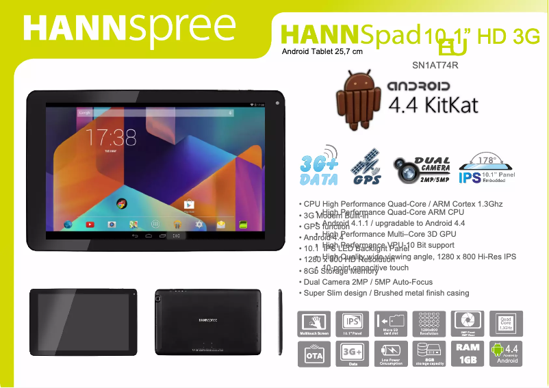 Page 1 de la notice Manuel utilisateur Hannspree HANNSpad