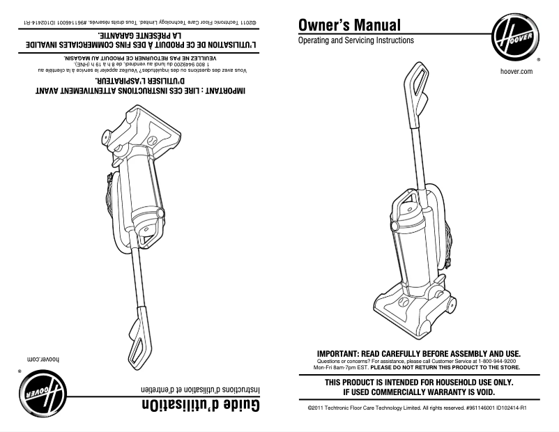 Página 1 del manual Manual de instrucciones Hoover Sprint QuickVac UH20040