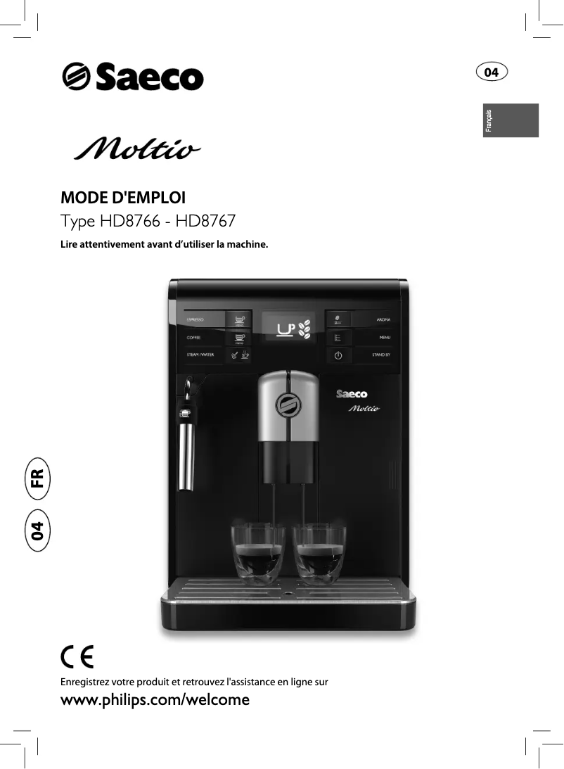 Page n°1 - Manuel utilisateur Philips Saeco Moltio HD8767