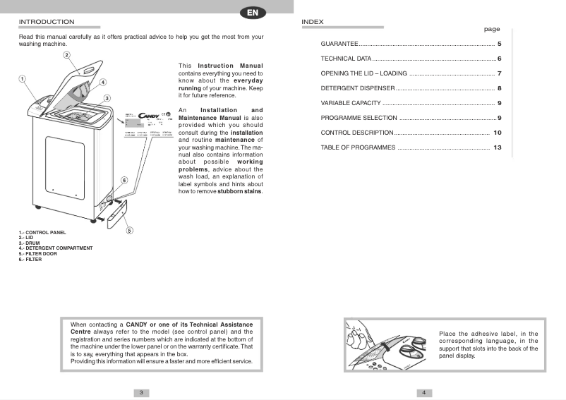 Page n°1 - Manuel utilisateur Candy LB CTS 52 T