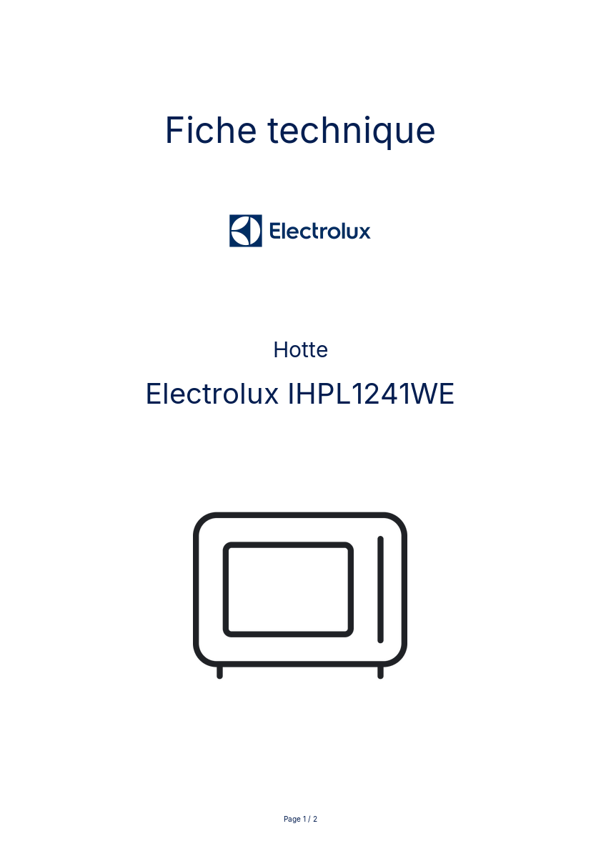 Page n°1 - Fiche technique Electrolux IHPL1241WE