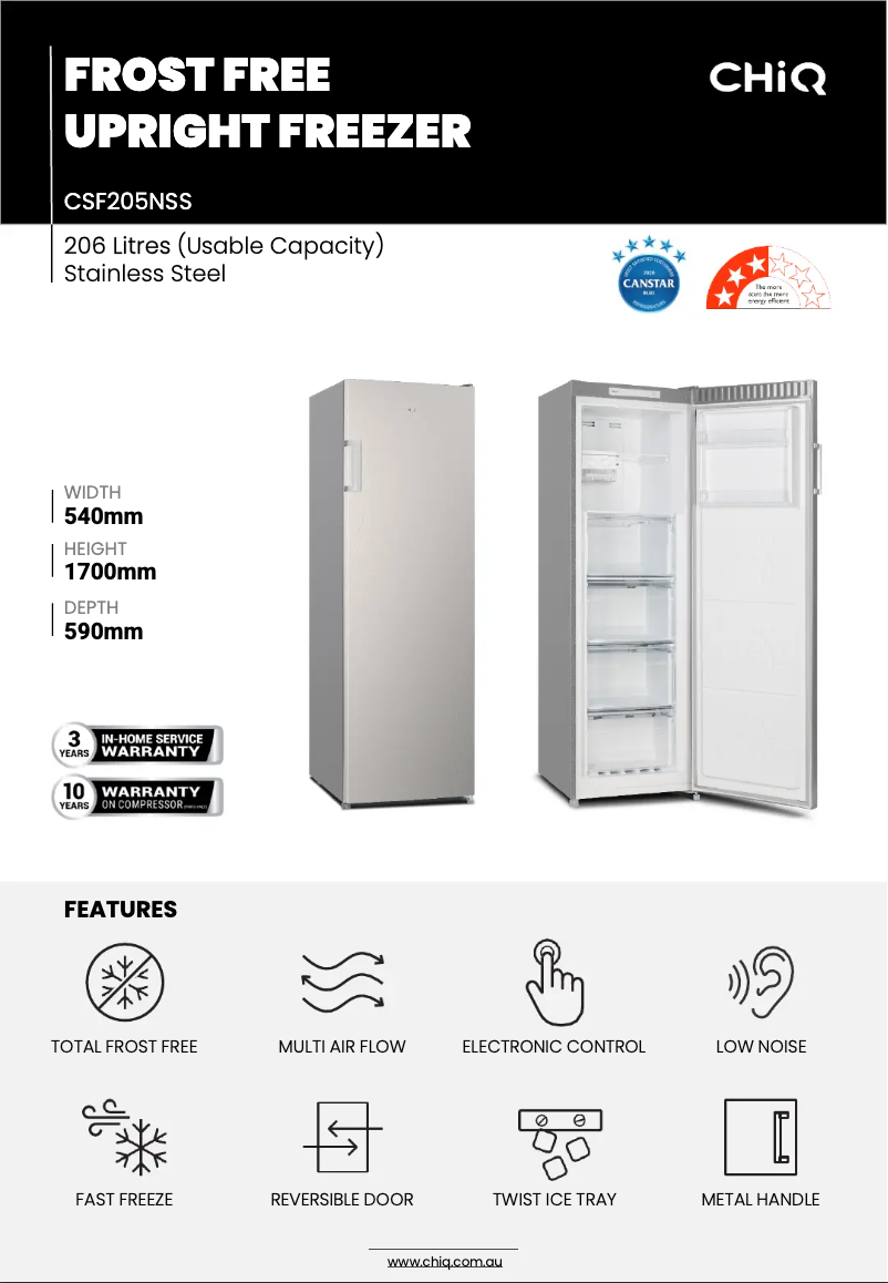 Page 1 de la notice Fiche technique CHiQ CSF205NSS