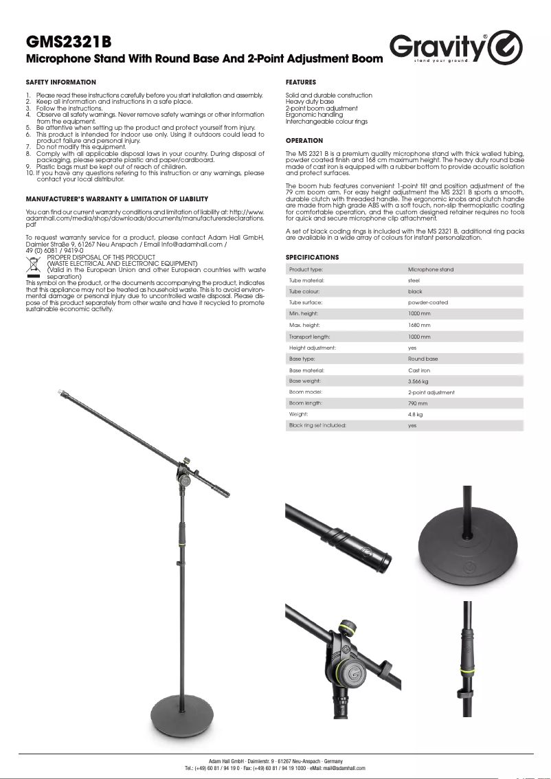 Imagen de la primera página del manual del dispositivo GMS2321B