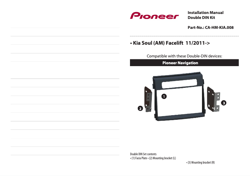 Page n°1 - Manuel utilisateur Pioneer CA-HM-KIA.008