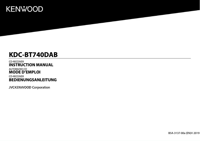 Page 1 de la notice Manuel utilisateur Kenwood KDC-BT740DAB